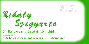 mihaly szigyarto business card