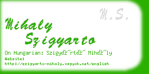 mihaly szigyarto business card